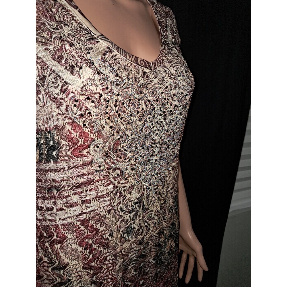 Reba Dress, Nude w/Lace Multicolor Overlay, Size M, 53‎ in Long - Picture 3 of 11